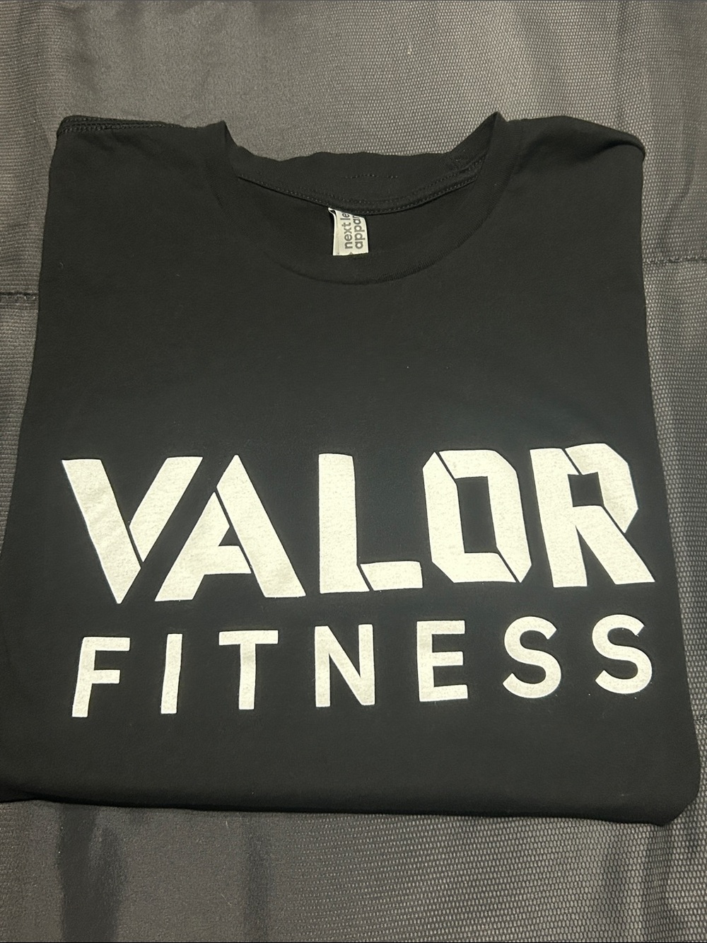 Next Level Apparel Black T-Shirt with White VALOR FITNESS Logo